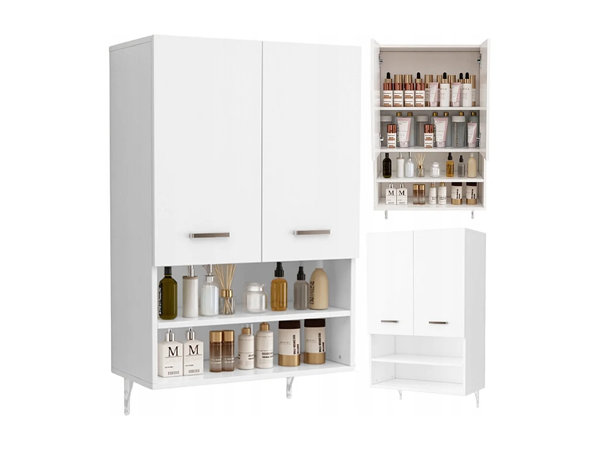 WANDHÄNGENDER BADEZIMMERSCHRANK ÜBER DER WASCHMASCHINE GERÄUMIGE REGALE LOFT-REGAL 64 CM