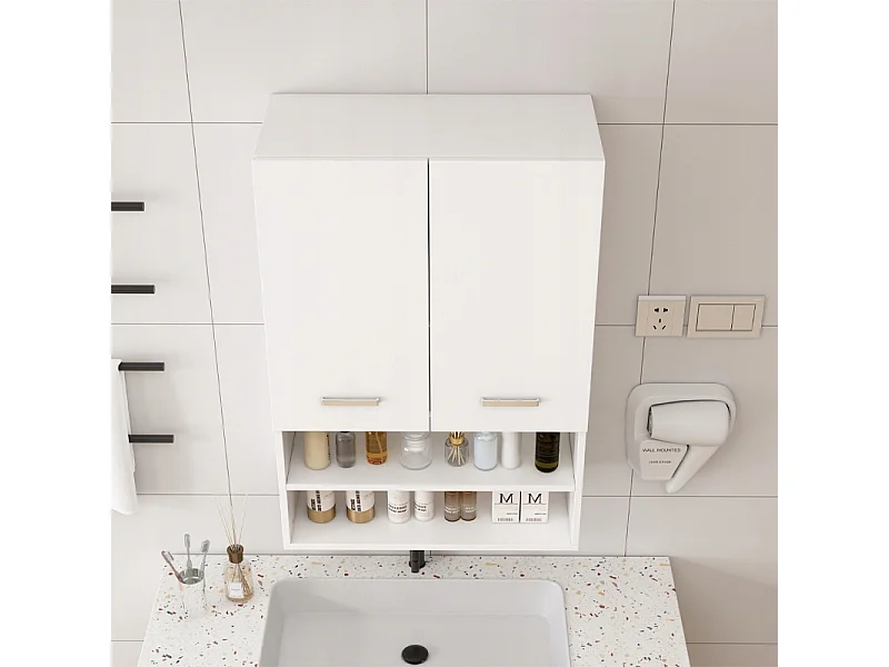 WANDHÄNGENDER BADEZIMMERSCHRANK ÜBER DER WASCHMASCHINE GERÄUMIGE REGALE LOFT-REGAL 64 CM