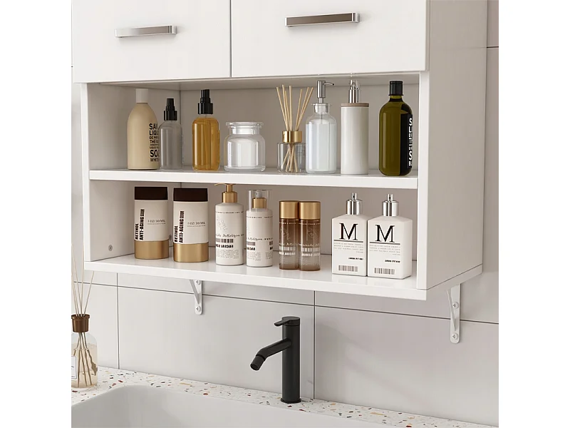 WANDHÄNGENDER BADEZIMMERSCHRANK ÜBER DER WASCHMASCHINE GERÄUMIGE REGALE LOFT-REGAL 64 CM