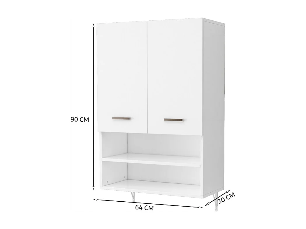 WANDHÄNGENDER BADEZIMMERSCHRANK ÜBER DER WASCHMASCHINE GERÄUMIGE REGALE LOFT-REGAL 64 CM