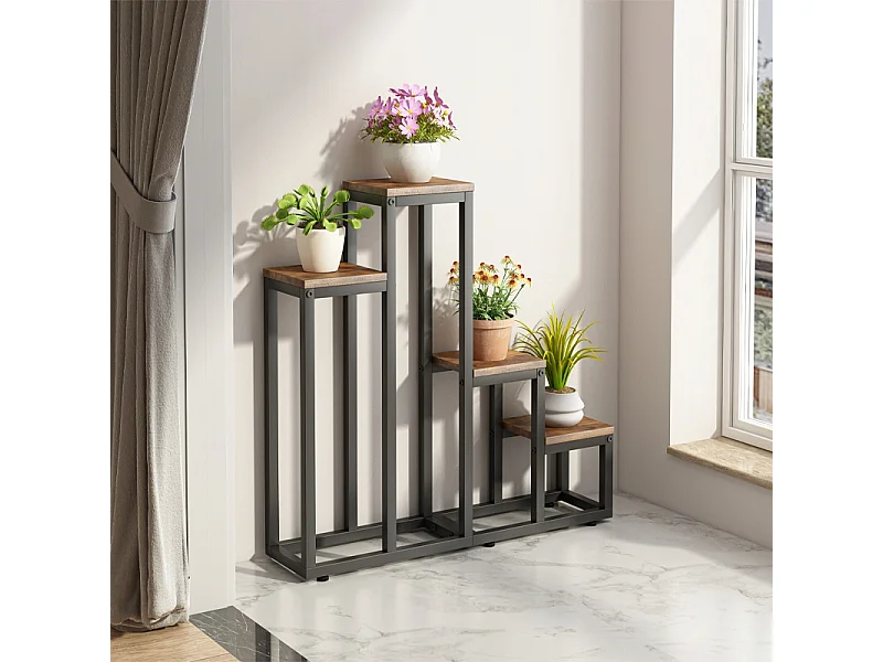 BLUMENSTÄNDER PFLANZEN BLUMEN BLUMENTÖPFE RUSTIKALES REGAL 4 EBENEN LOFT