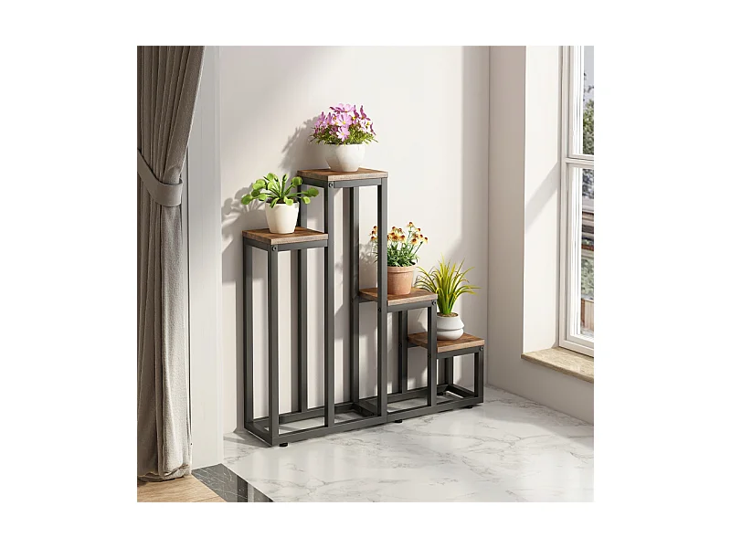 FLORAL STAND PLANT FLOWERS POTS RUSTIC SHELF 4 LEVELS LOFT