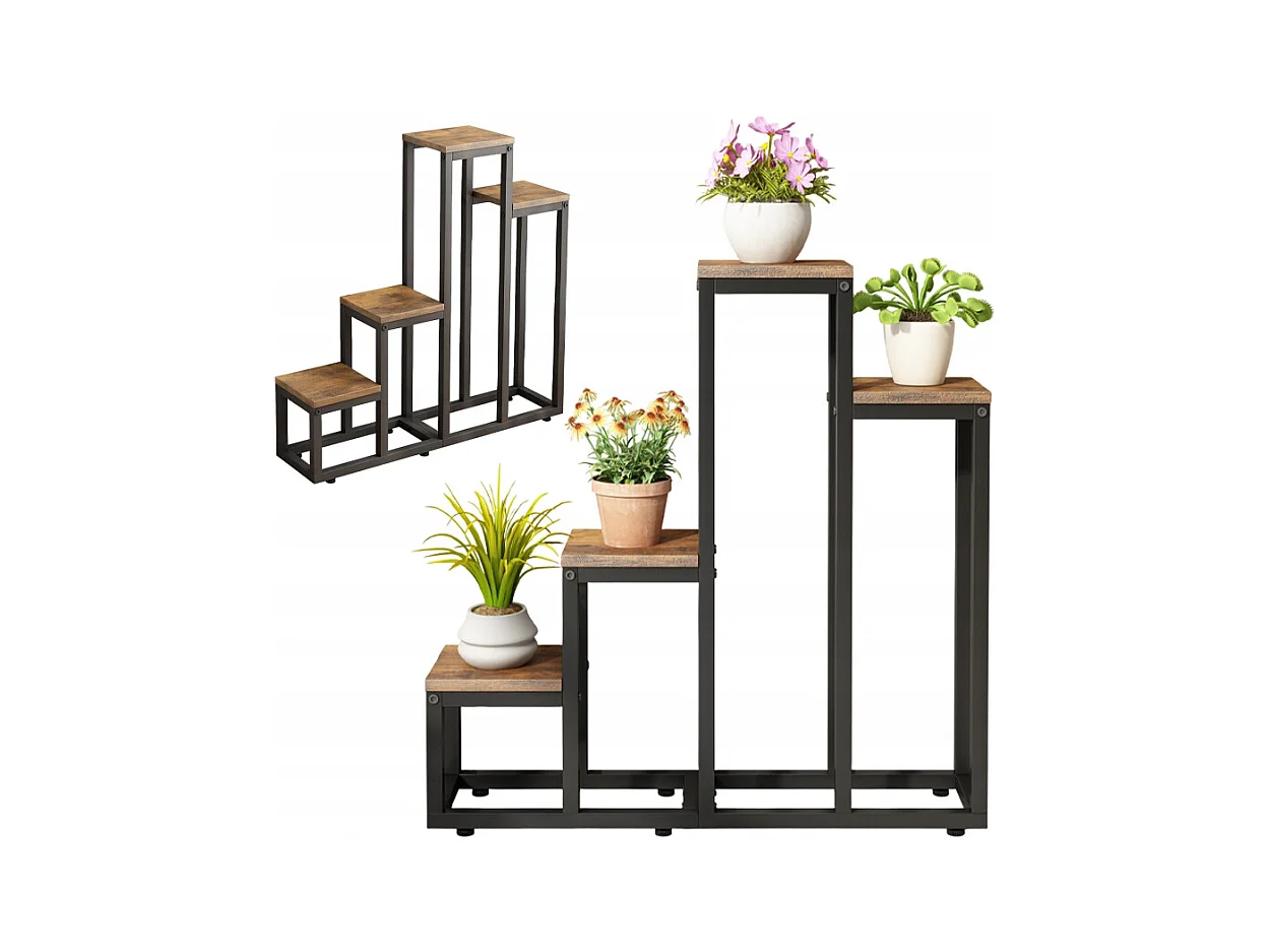 FLORAL STAND PLANT FLOWERS POTS RUSTIC SHELF 4 LEVELS LOFT