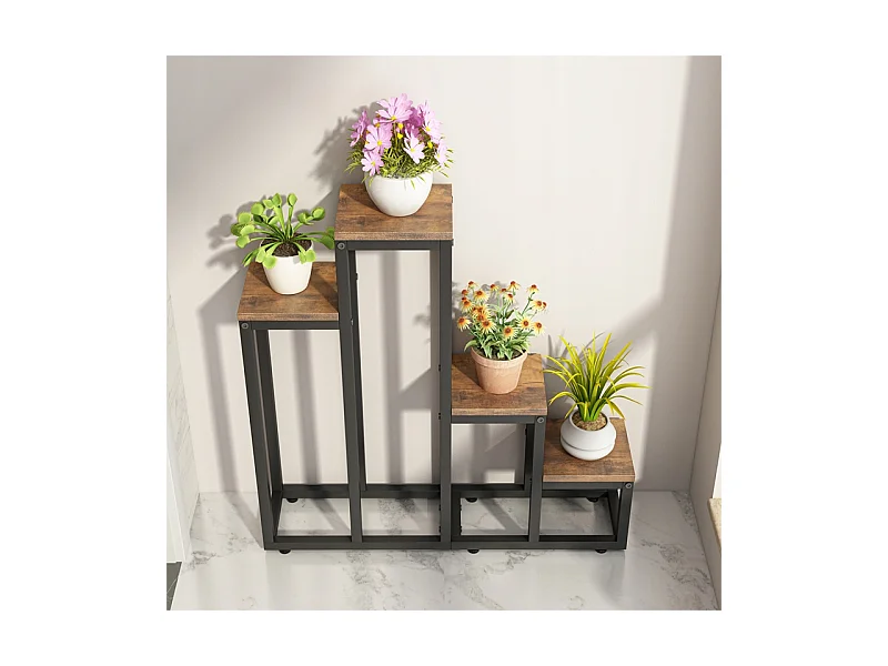 FLORAL STAND PLANT FLOWERS POTS RUSTIC SHELF 4 LEVELS LOFT