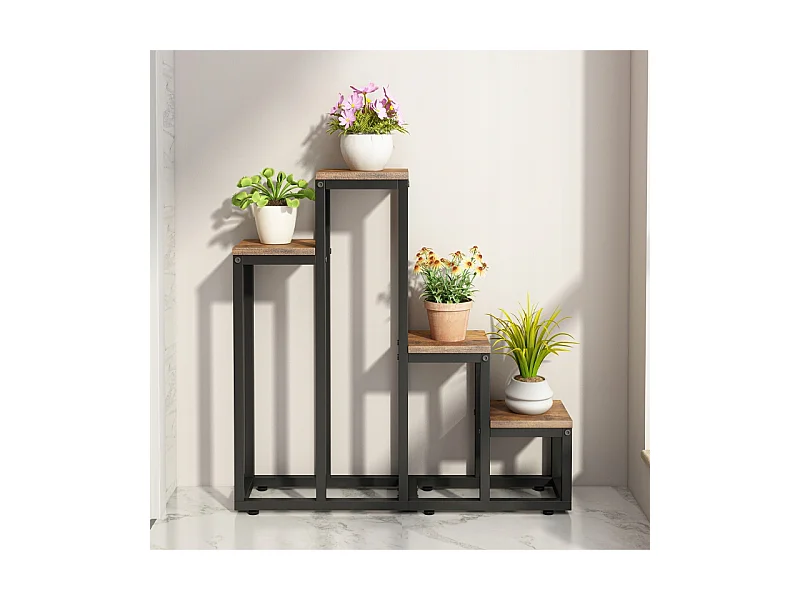 FLORAL STAND PLANT FLOWERS POTS RUSTIC SHELF 4 LEVELS LOFT