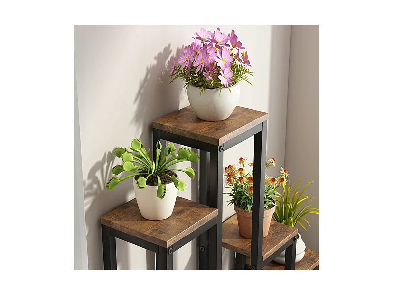 FLORAL STAND PLANT FLOWERS POTS RUSTIC SHELF 4 LEVELS LOFT