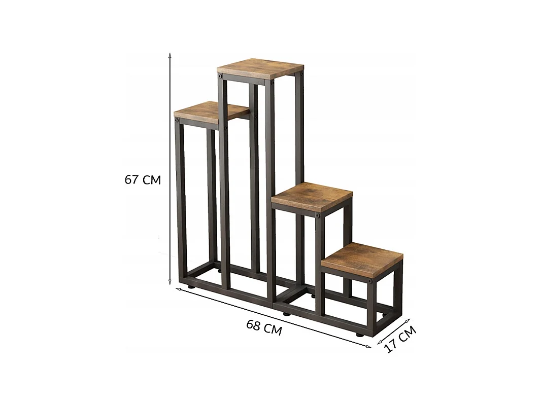 FLORAL STAND PLANT FLOWERS POTS RUSTIC SHELF 4 LEVELS LOFT