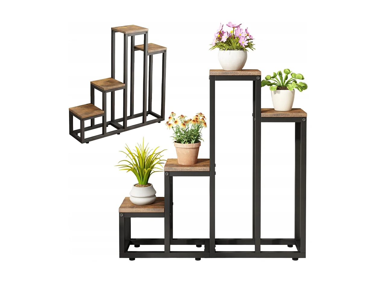 Kwietnik stojak rośliny kwiaty doniczki rustykalny regał 4 poziomowy loft