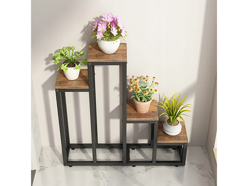 Kwietnik stojak rośliny kwiaty doniczki rustykalny regał 4 poziomowy loft