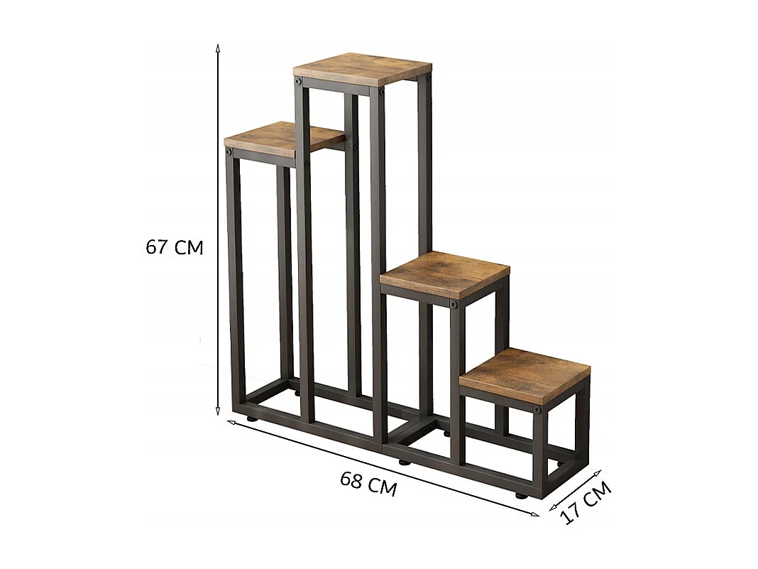 Kwietnik stojak rośliny kwiaty doniczki rustykalny regał 4 poziomowy loft