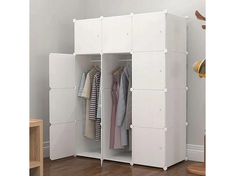 Armoire modulaire garde-robe armoire étagère étagère blanche organiseur de vêtements xl