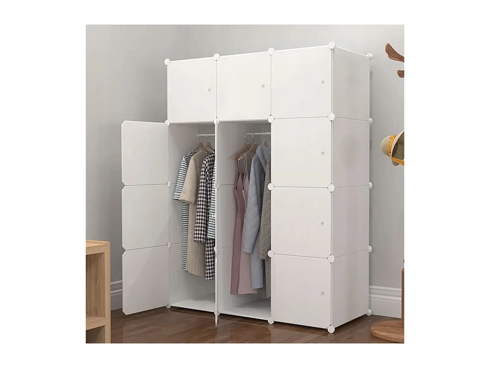 Armoire modulaire garde-robe armoire étagère étagère blanche organiseur de vêtements xl