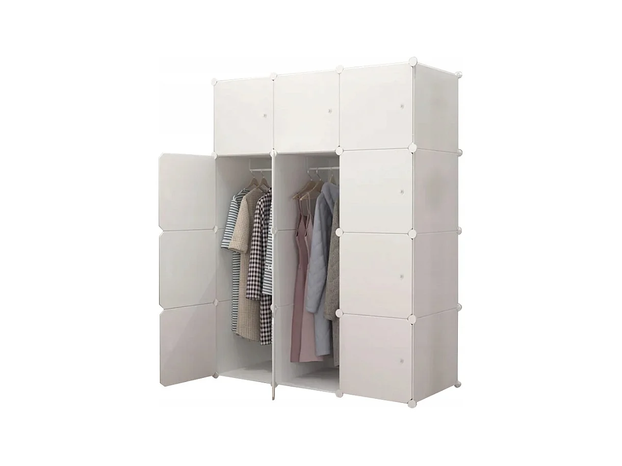 Armoire modulaire garde-robe armoire étagère étagère blanche organiseur de vêtements xl