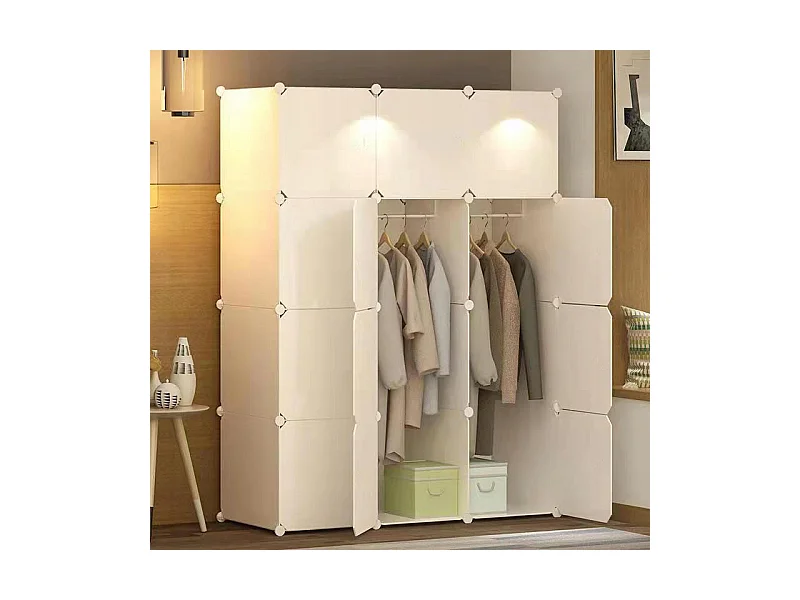 Armoire modulaire garde-robe armoire étagère étagère blanche organiseur de vêtements xl