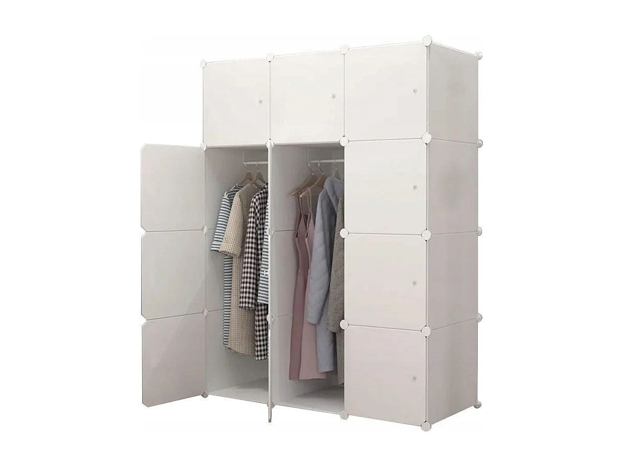 Armoire modulaire garde-robe armoire étagère étagère blanche organiseur de vêtements xl