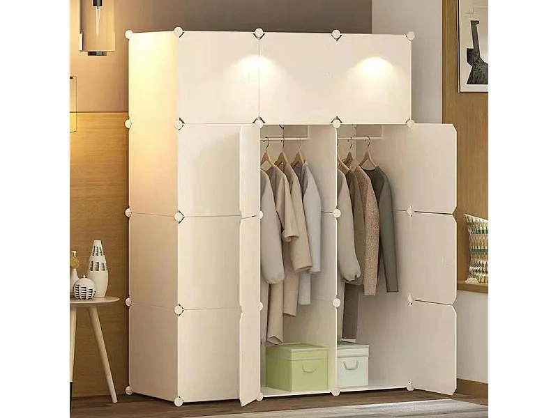 Armoire modulaire garde-robe armoire étagère étagère blanche organiseur de vêtements xl
