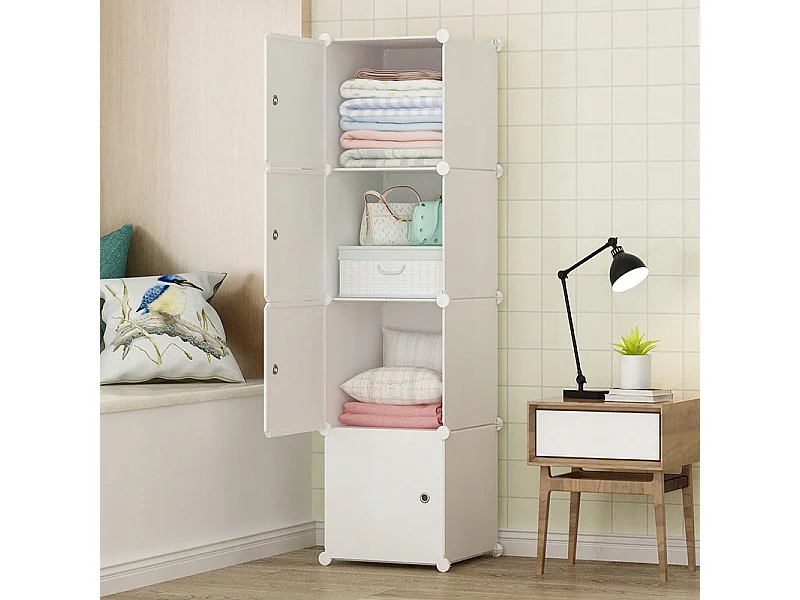 Armoire modulaire garde-rouge blanche étagère colonne étagères spacieuses