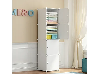 MODULARER KLEIDERSCHRANK WEISS REGAL STÄBE REGALE GERÄUMIG