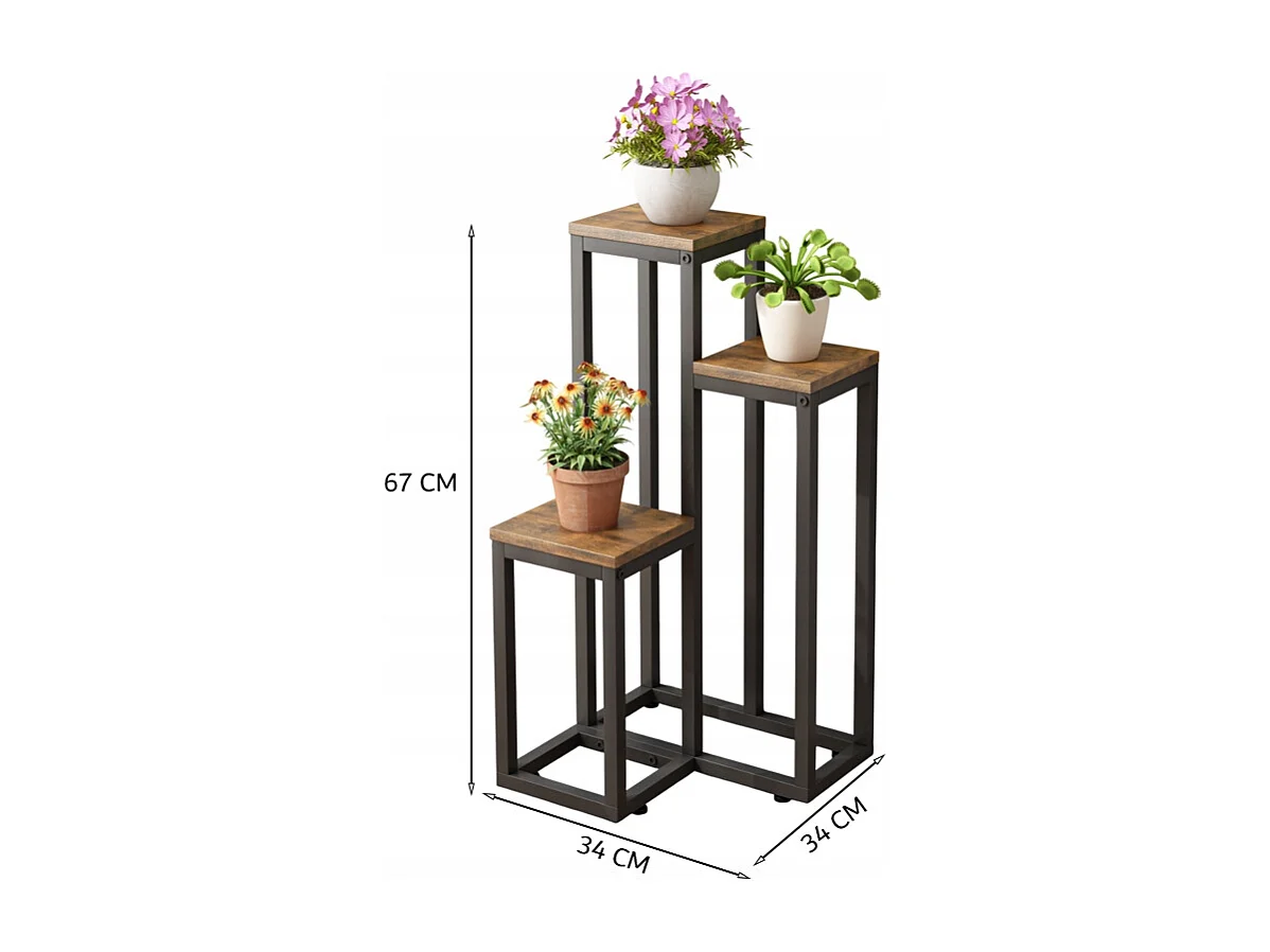 Kwietnik metalowy stojak na rośliny kwiaty rustykalny craft loft 67 cm