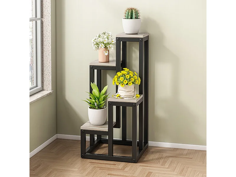 FLORAL METAL FLOWER STAND PLANT STAND 4 LEVELS STANDING SHELF LOFT