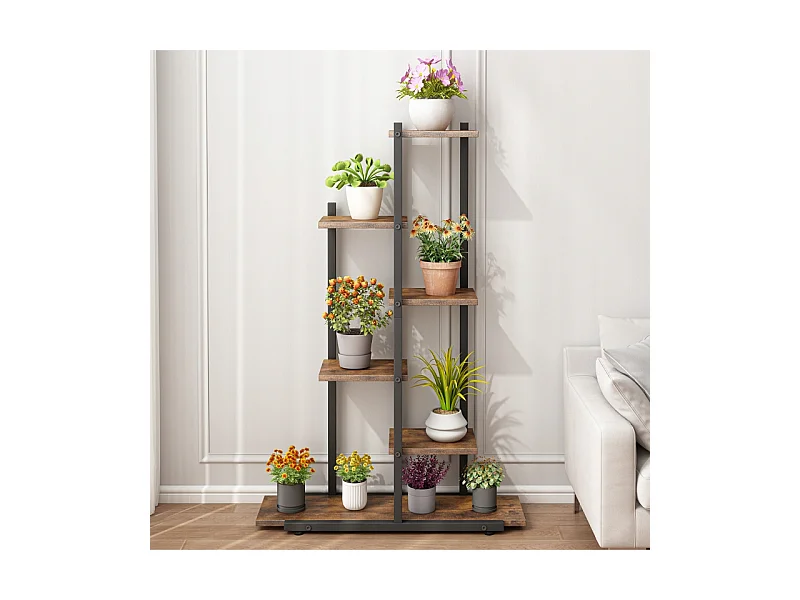 Kwietnik stojak na rośliny kwiaty doniczki rustykalny regał drewniane półki