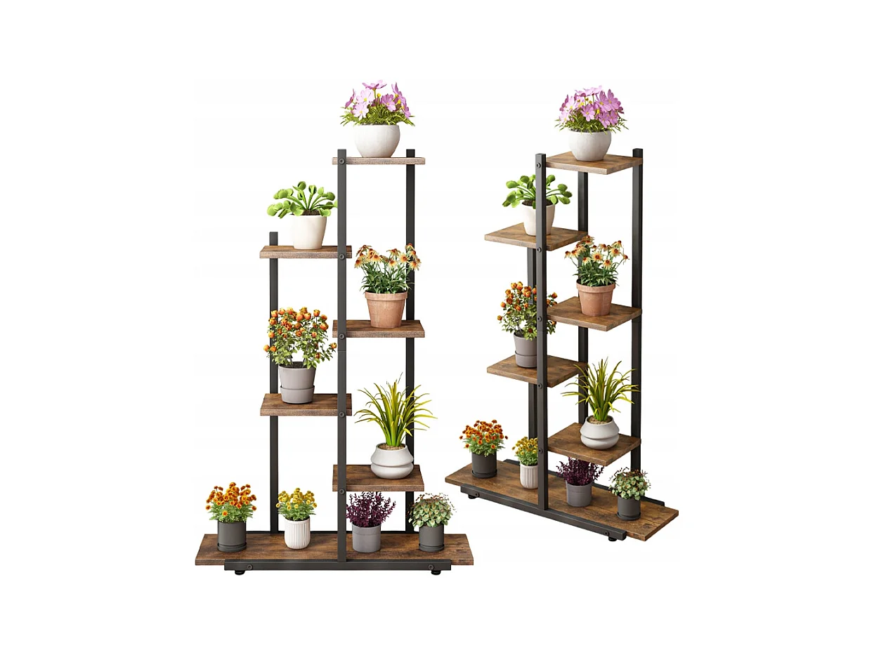 Kwietnik stojak na rośliny kwiaty doniczki rustykalny regał drewniane półki