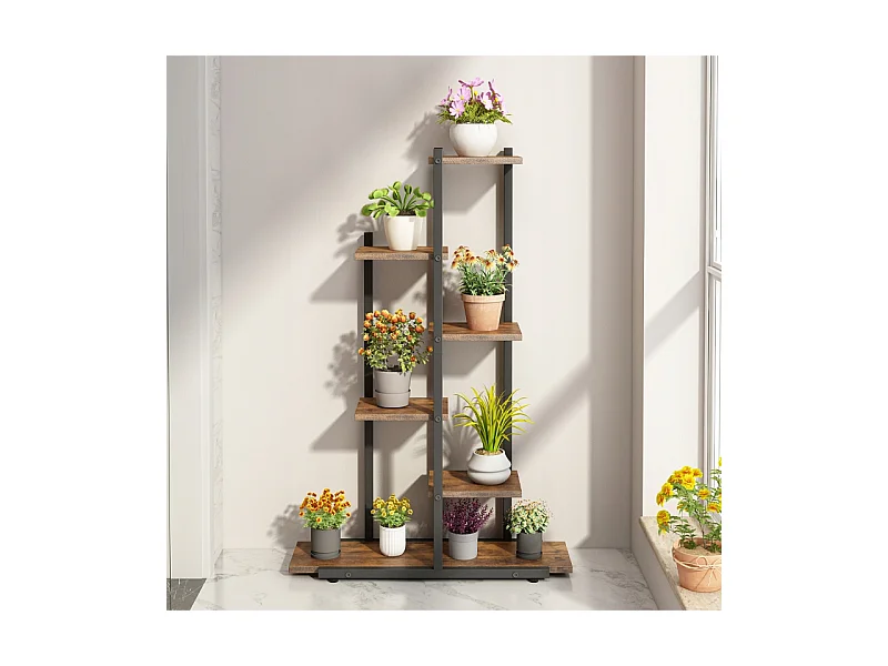Kwietnik stojak na rośliny kwiaty doniczki rustykalny regał drewniane półki