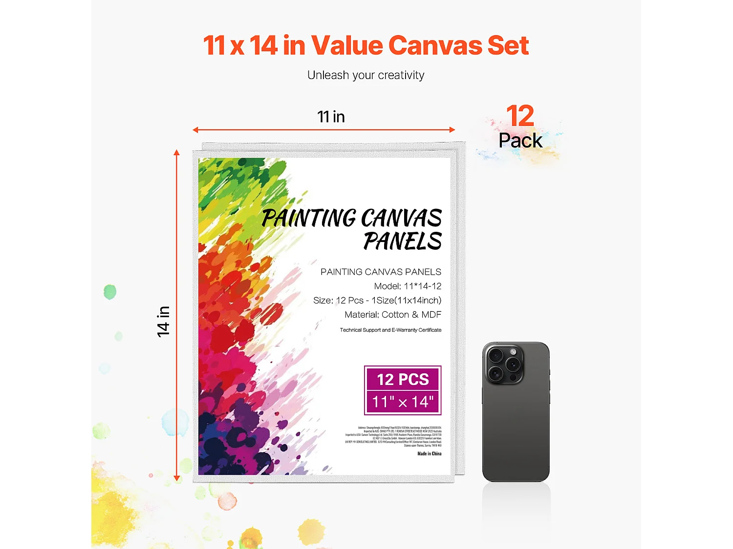 Toile pour Peinture, SucceBuy Lot de 12 Toiles pour Peinture, 28 x 35,5 cm, pour Différents Styles de Peinture, Idéales pour les Enfants et les Professionnels