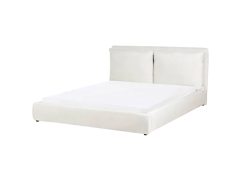 Lit à eau Velours BAJONNA 160 x 200 cm Blanc cassé