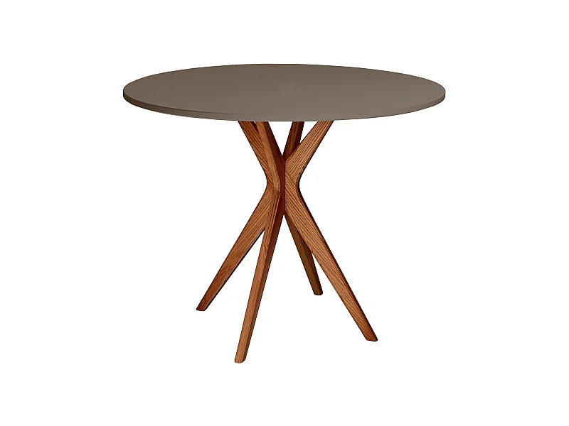 Mesa de comedor redonda 90cm Jubi Marrón Castor | Pata de fresno teñida de roble