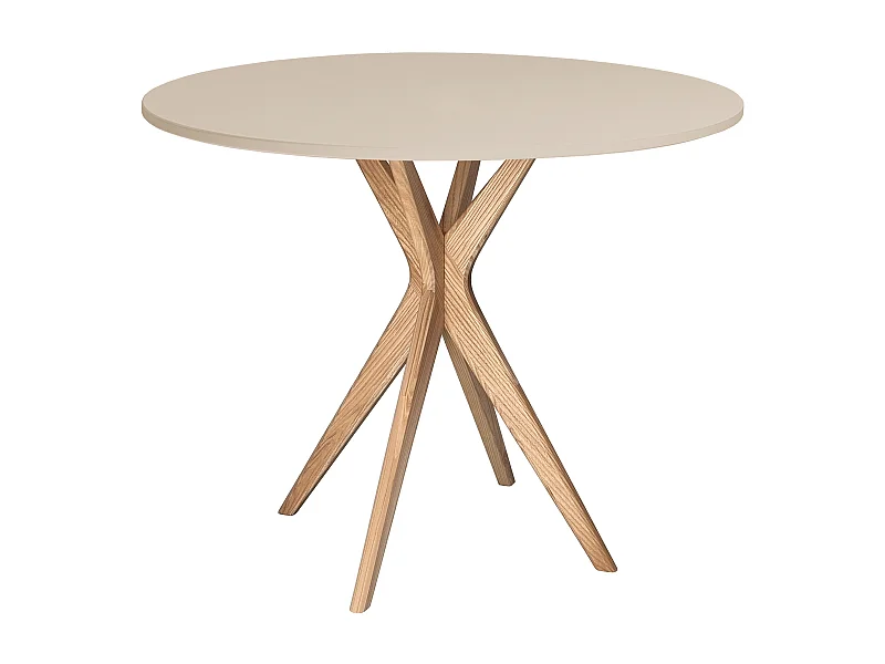 Mesa de comedor redonda 70cm Jubi Marrón Beige | Pata de fresno