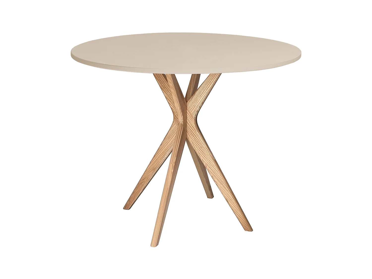 Table à manger ronde 70cm Jubi Brun Beige | Pied en frêne