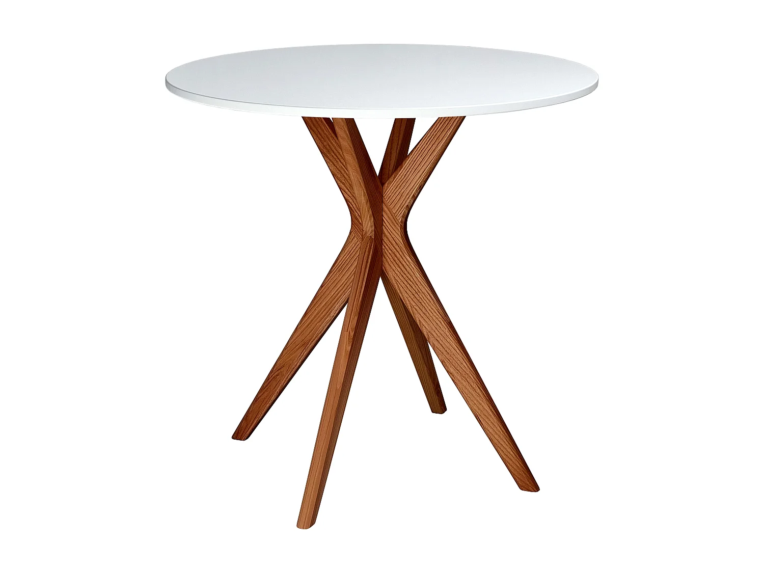 Runder Esstisch 70cm Jubi Weiß | Eschenbein in Eichenoptik