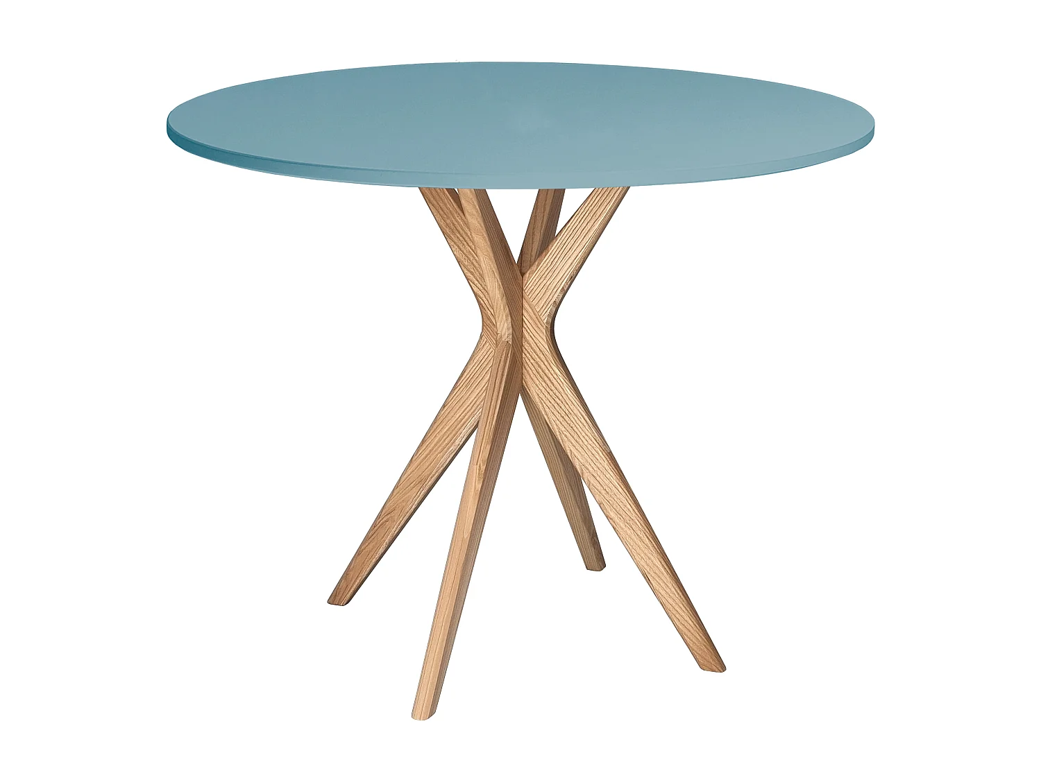 Table à manger ronde 90cm Bleu Doux | Pied en frêne