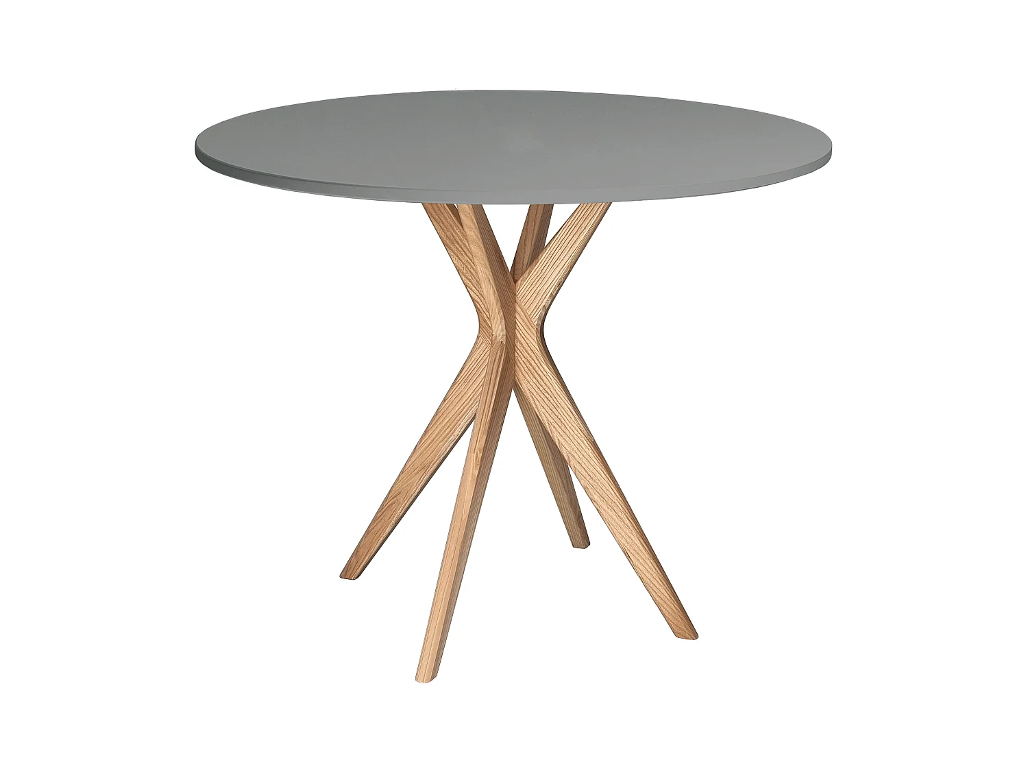 Table à manger ronde 90cm Jubi Gris Béton | Pied en frêne