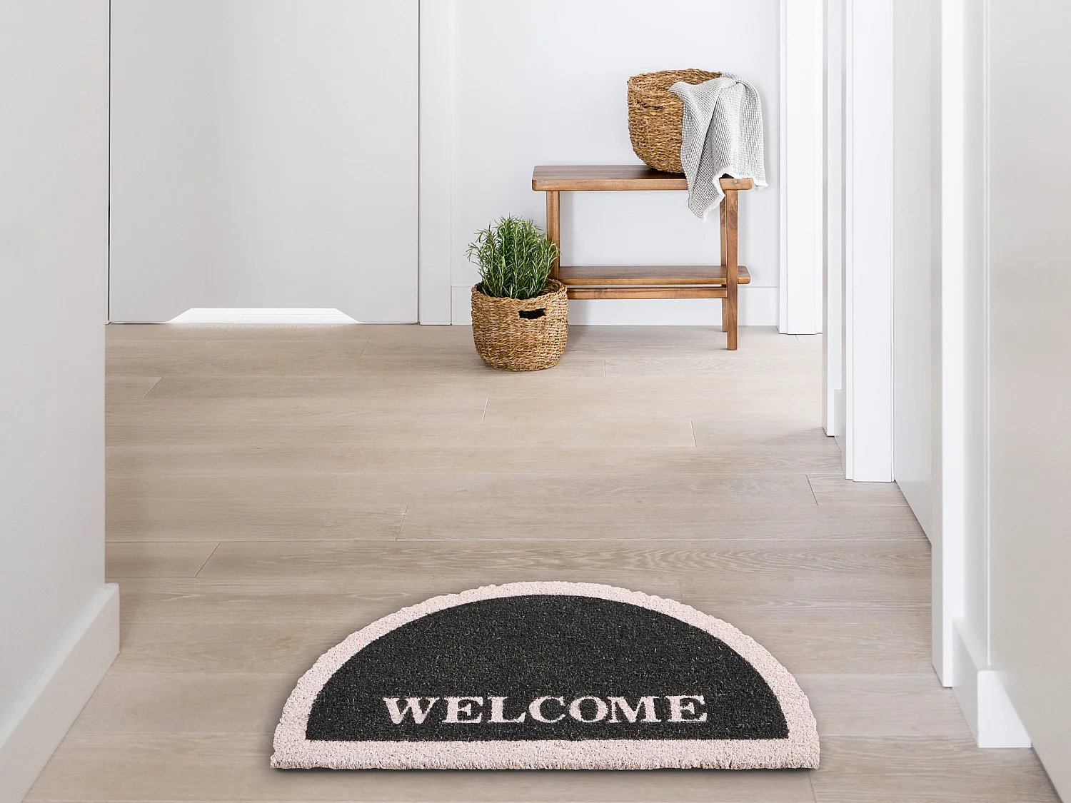 Paillasson BUHI Noir 45 x 75 cm Texte Fibre de coco