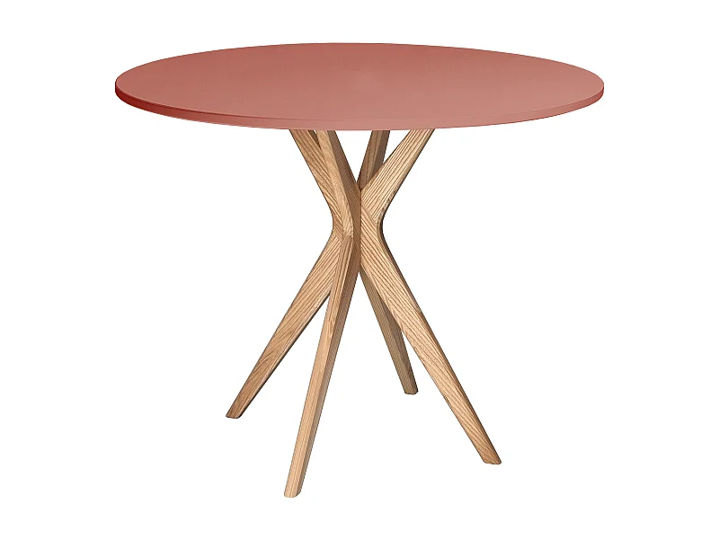 Table à manger ronde 90cm Rose Antique | Pied en frêne