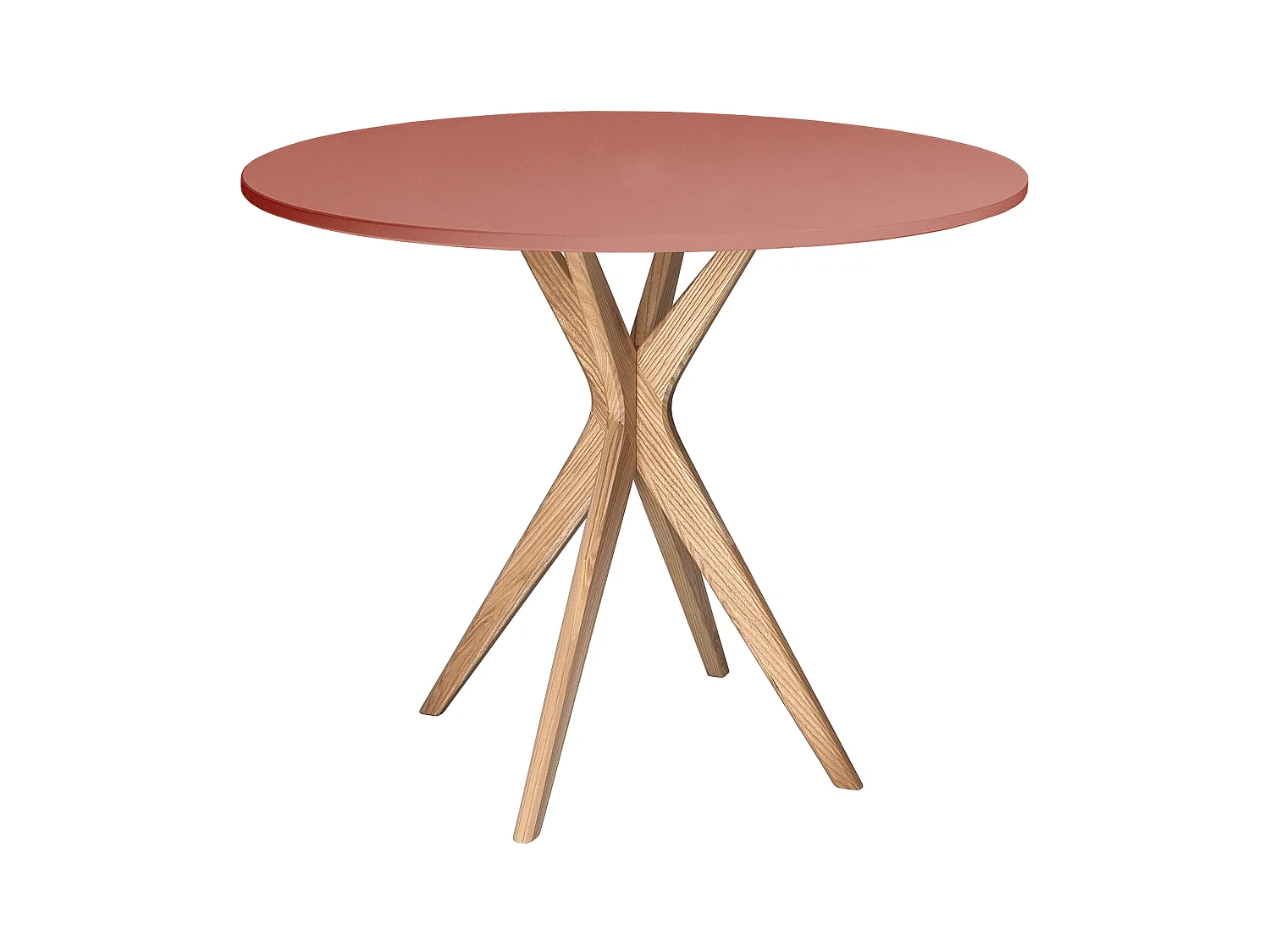 Table à manger ronde 90cm Rose Antique | Pied en frêne