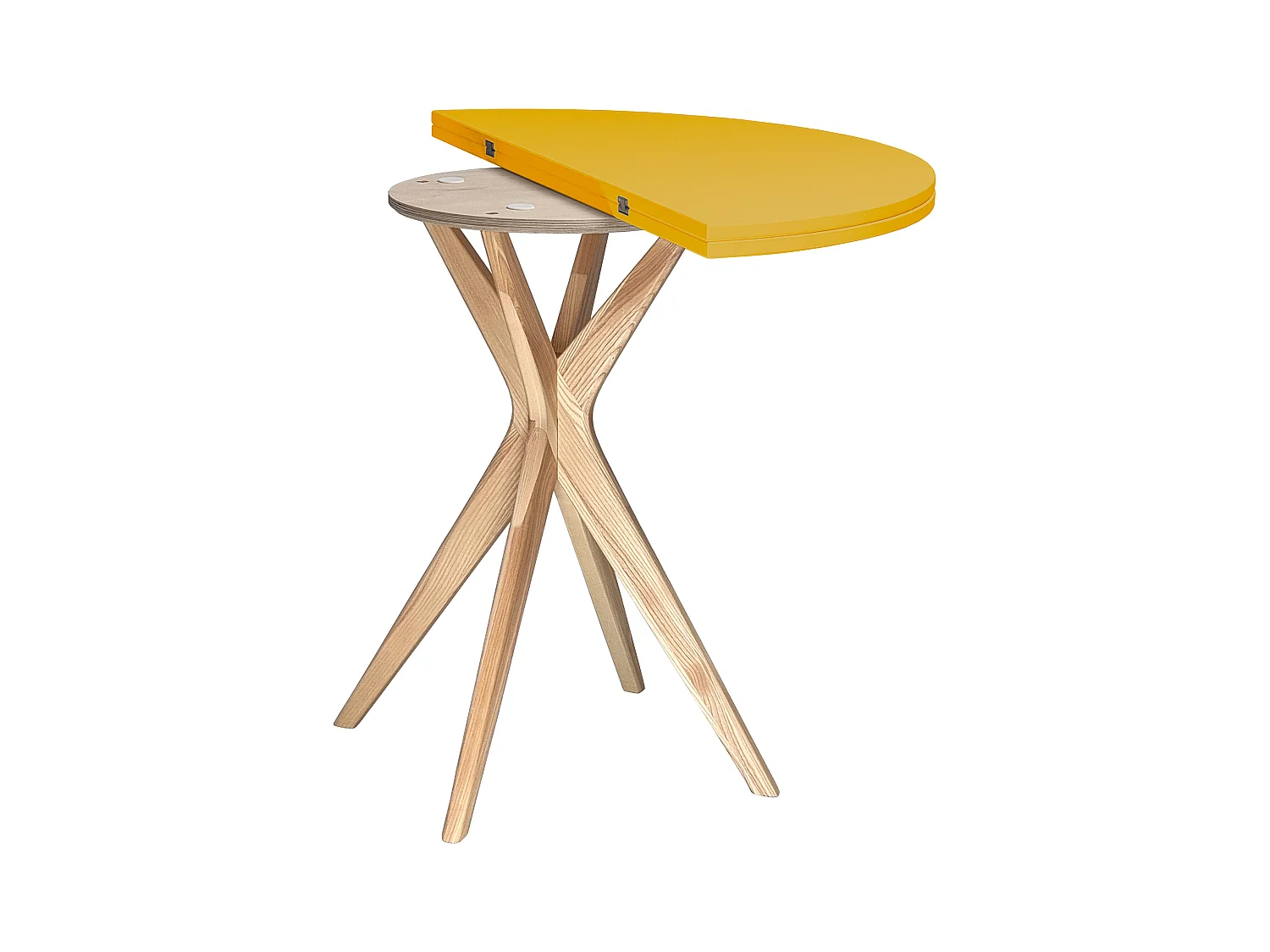 Table de salle à manger demi-ronde extensible 100 cm Jubi Jaune Genêt