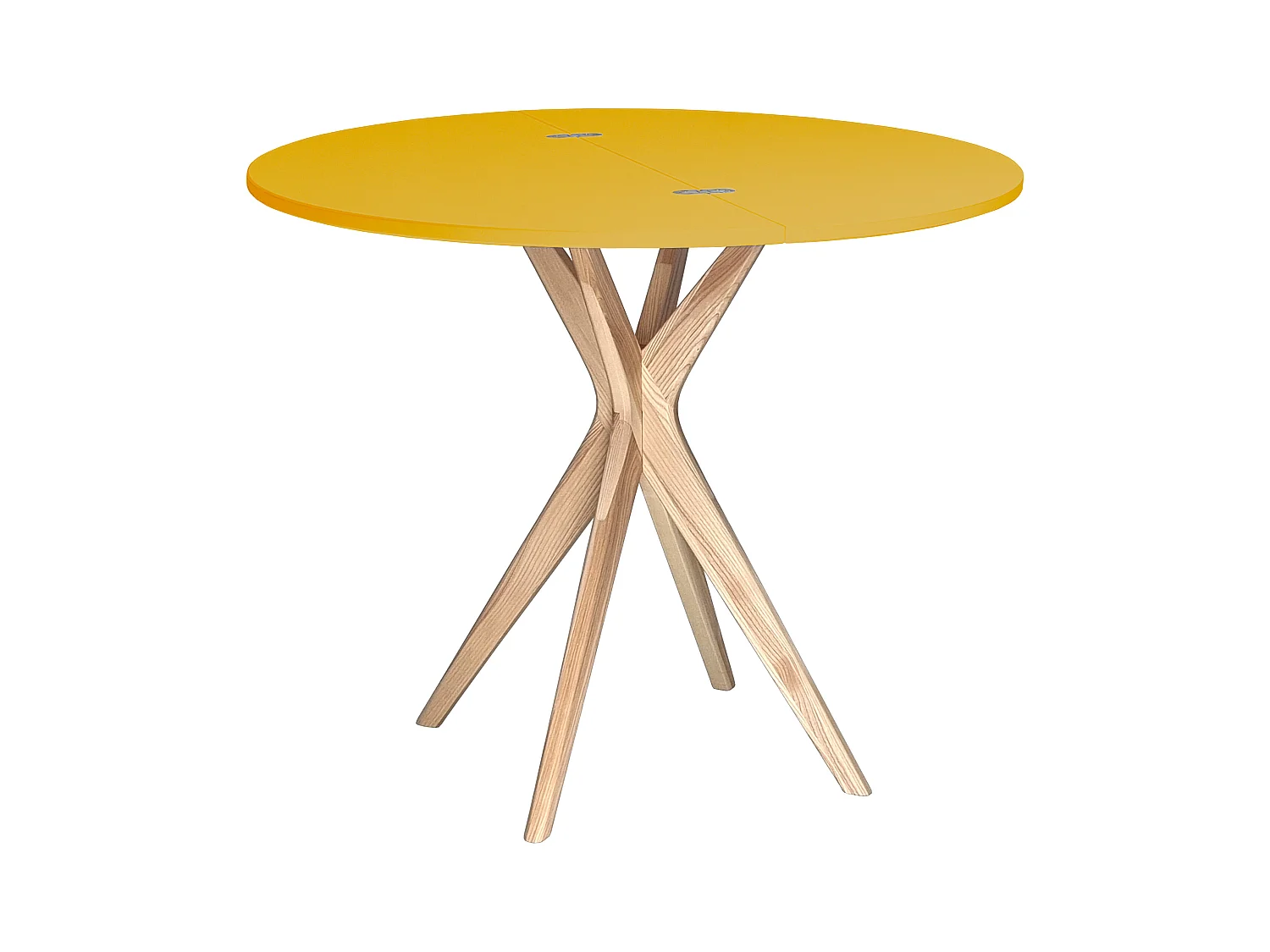 Table de salle à manger demi-ronde extensible 100 cm Jubi Jaune Genêt