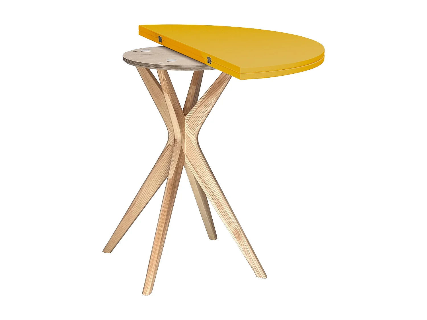 Halbrunder ausziehbarer Esstisch 100 cm Jubi Ginster Gelb