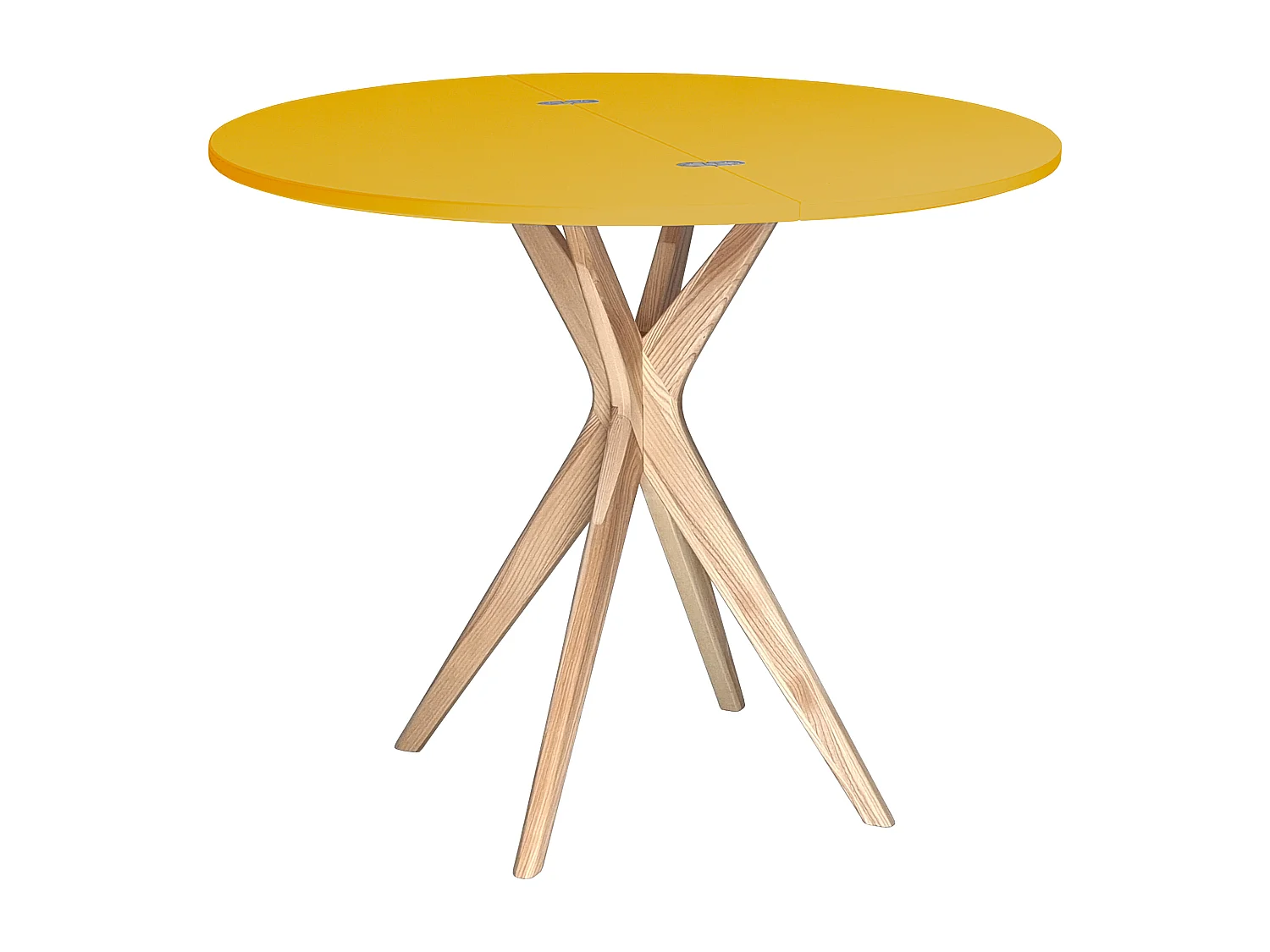 Halbrunder ausziehbarer Esstisch 100 cm Jubi Ginster Gelb