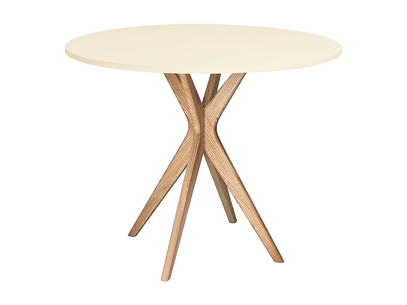 Tavolo da pranzo rotondo 80cm Jubi Bianco Gesso | Gamba in frassino