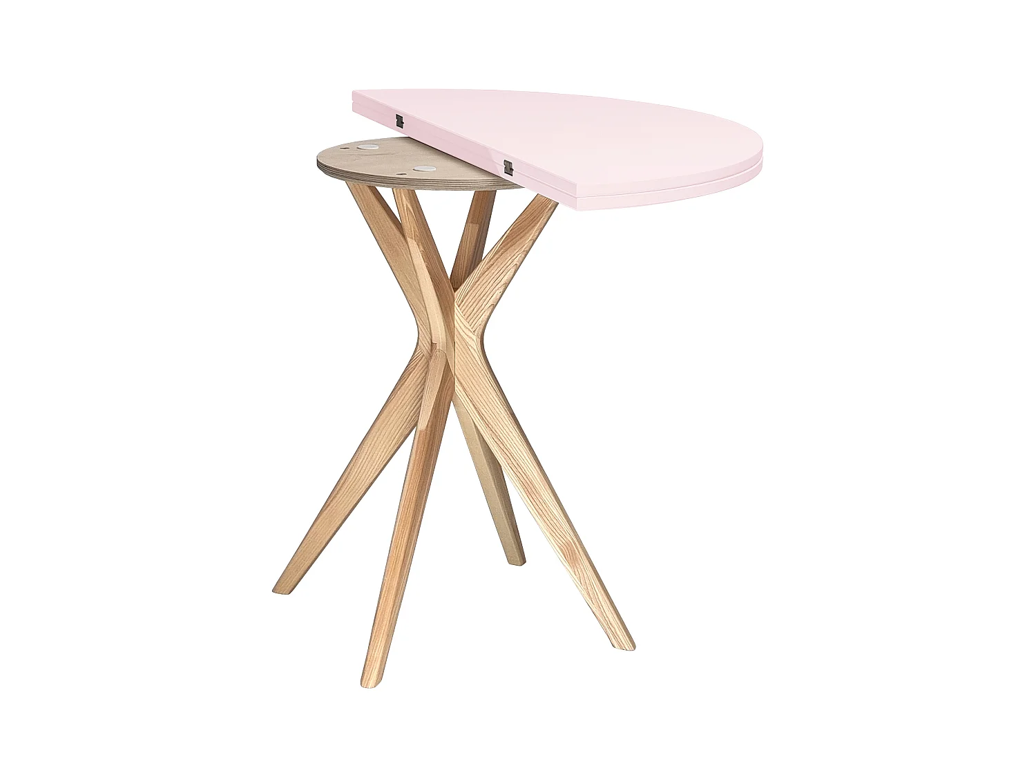 Table de salle à manger demi-ronde extensible 100 cm Jubi Rose Poudré