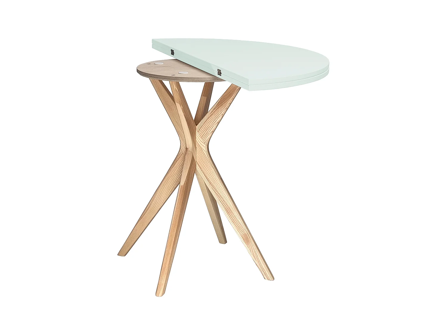 Table de salle à manger demi-ronde extensible 100 cm Jubi Menthe Éphémère