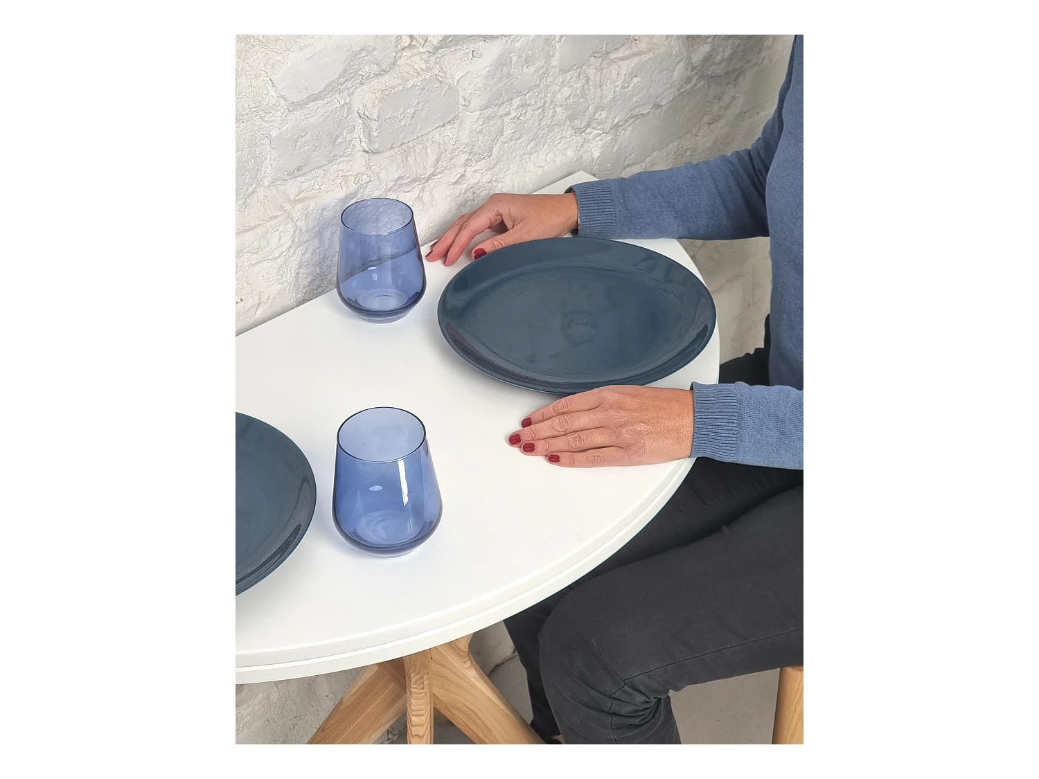 Table de salle à manger demi-ronde extensible 90 cm Jubi Gris Perle