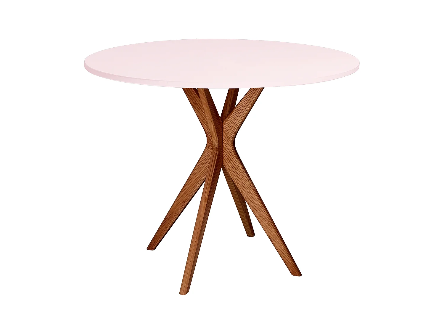 Table à manger ronde 80cm Rose Poudré | Pied en frêne teinté chêne