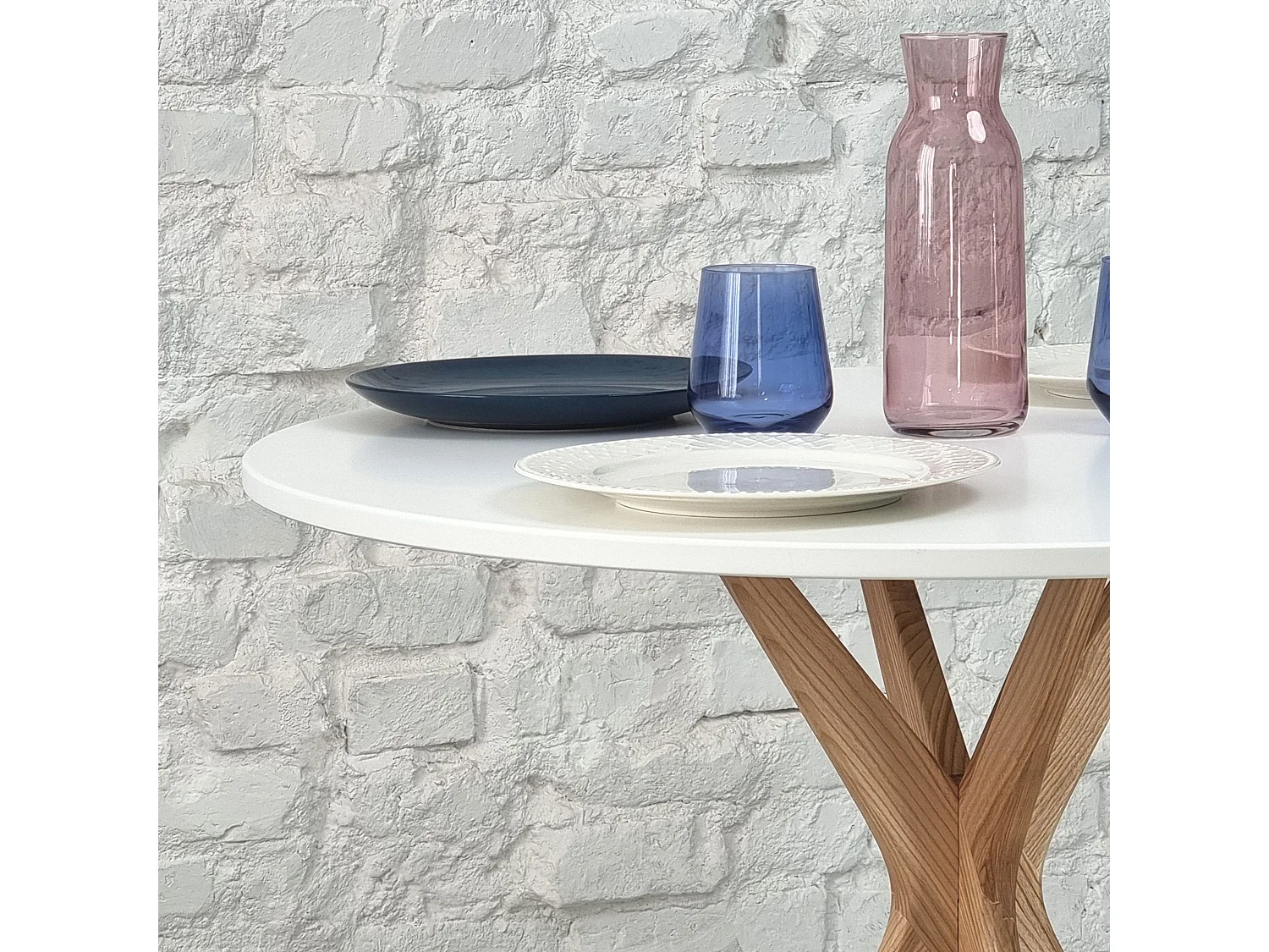 Runder Esstisch 80cm Pudriges Rosa | Eschenbein