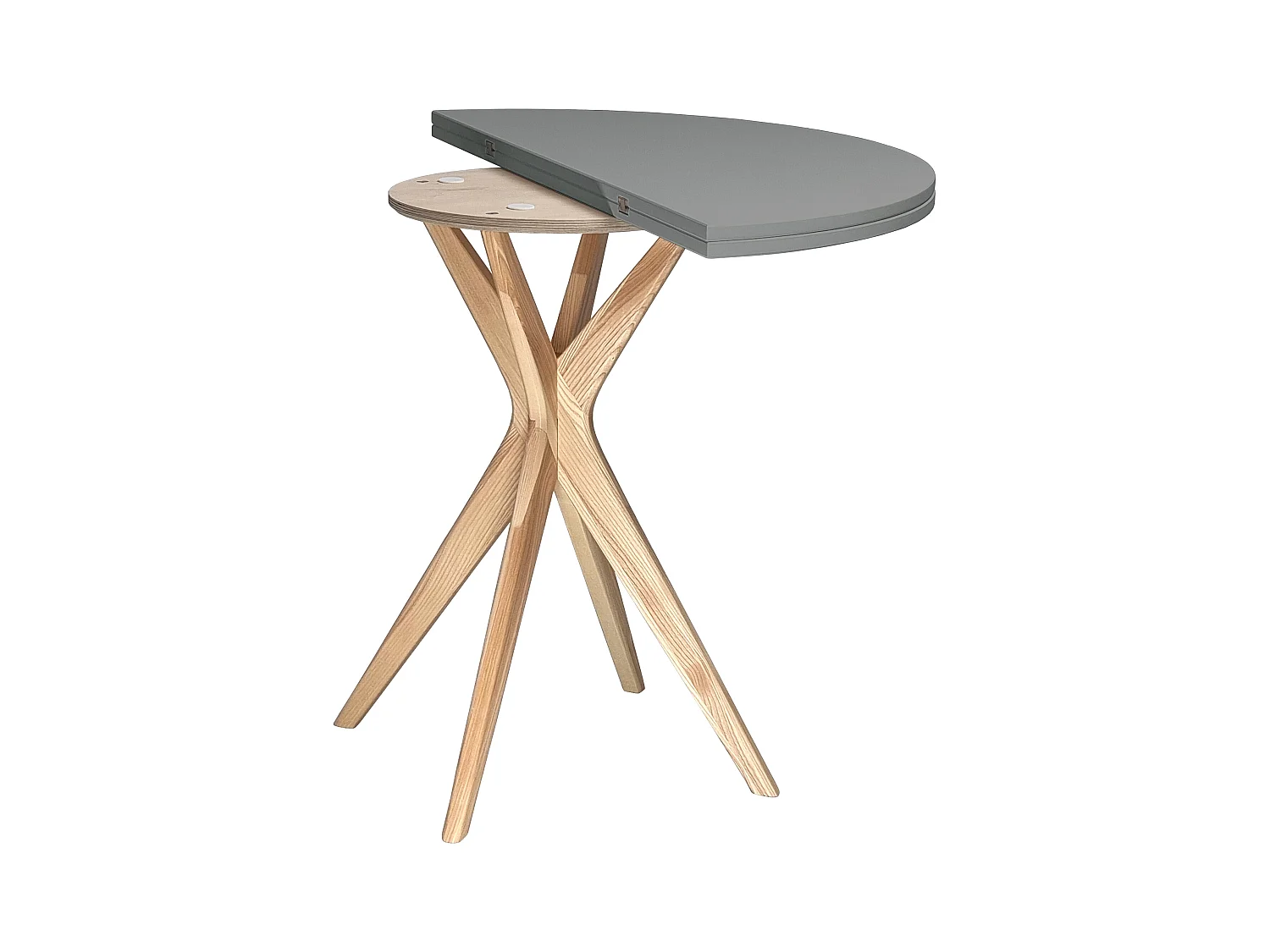 Table de salle à manger demi-ronde extensible 100 cm Jubi Gris Béton