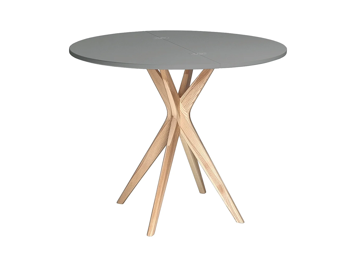 Table de salle à manger demi-ronde extensible 100 cm Jubi Gris Béton
